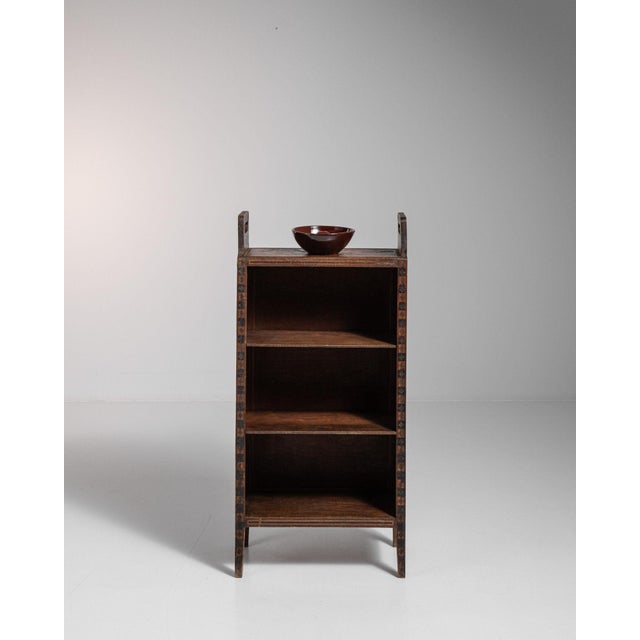 1910-1919 France Weathered Dark Oak Open Oak Bookshelf For Sale - Image 4 of 10