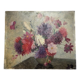 Adolphe Deteix, Still Life with Flower Vase, 1920s-1940s, Painting For Sale