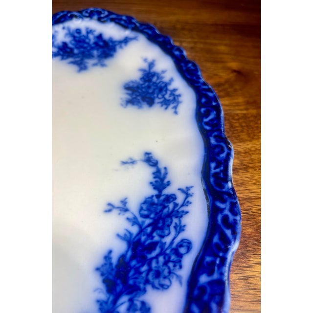 Early 20th Century Stanley Pottery Touraine (Flow Blue) 10” Oval Serving Platter For Sale - Image 4 of 8