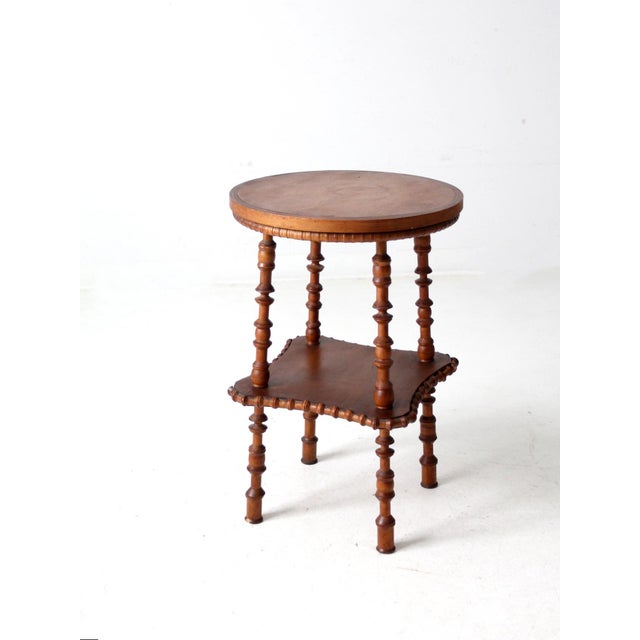 Antique Folk Art Spool Table For Sale - Image 4 of 10