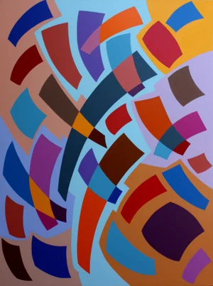 "Venture" Contemporary Geometric Hard Edge Acrylic Painting by Sassoon Kosian