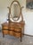 Antique 19th Century Birdseye Maple Serpentine Vanity Dresser With Beveled Pivoting Mirror For Sale - Image 6 of 10