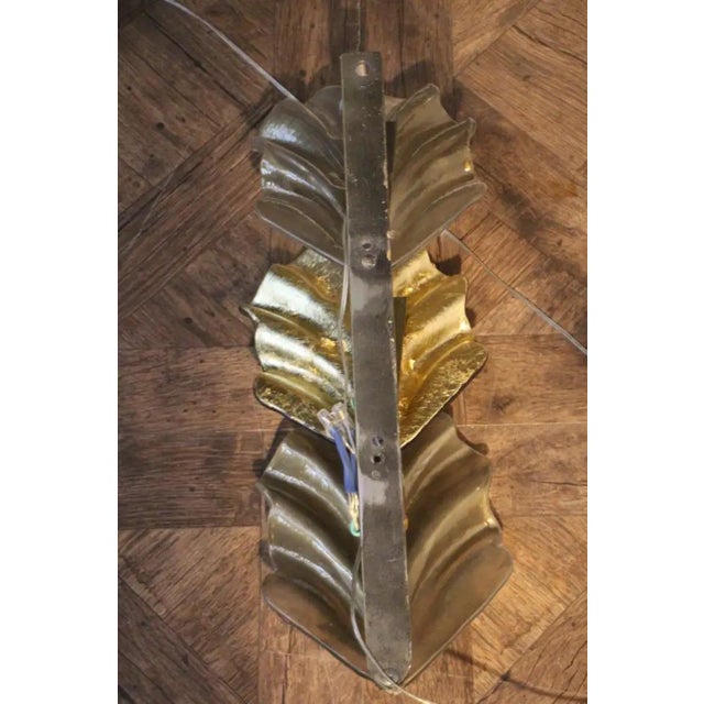 Gold and White Murano Glass Leaf Sconces in the style of Barovier, 1990s, Set of 2 For Sale - Image 10 of 15