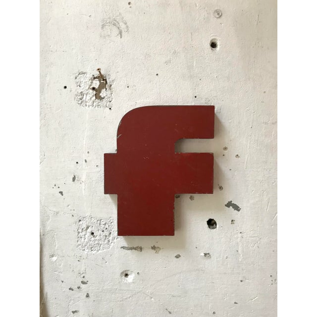 Vintage Industrial Metal Letter F For Sale - Image 6 of 6