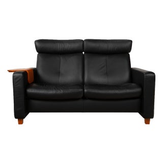 Arion 2-Seater Sofa in Black Leather from Stressless For Sale