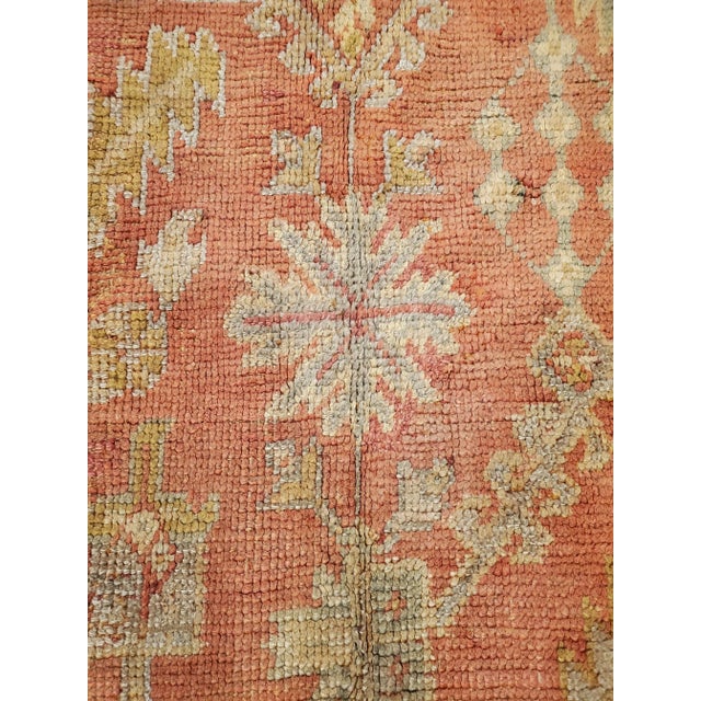 Early 20th Century Early 20th Century Antique Oushak Carpet, Oriental Rug, Handmade Rug Saffron, Light Blue and Coral For Sale In New York - Image 6 of 13