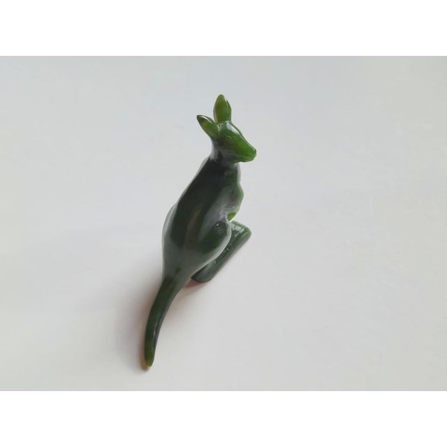 Vintage Canadian Nephrite Kangaroo Figurine, Hand-Carved Green Stone Sculpture, 1980s For Sale - Image 4 of 9