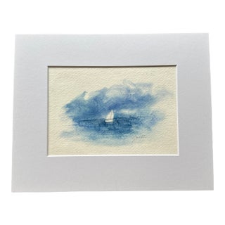 “Solitary Sail” Signed Original Watercolor Seascape by Nancy Smith For Sale