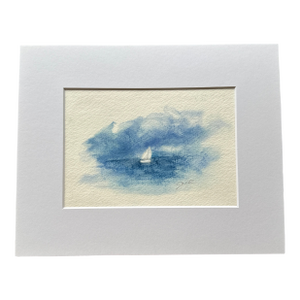 “Solitary Sail” Signed Original Watercolor Seascape by Nancy Smith
