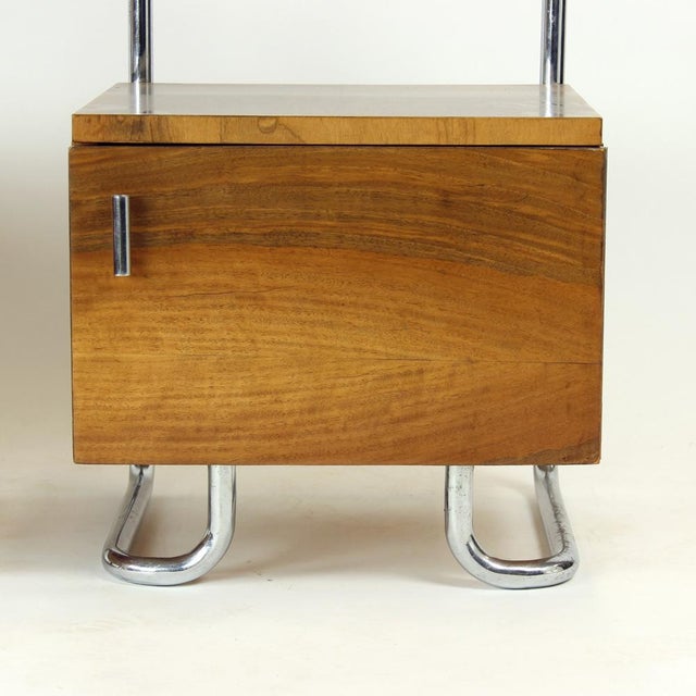 Bedside Tables in Chrome & Walnut by Vichr & Spol for Kovona, Former Czechoslovakia, 1950s, Set of 2 For Sale - Image 14 of 17