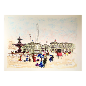 Urbain Huchet Paris, Place De La Concorde C. 1980 Reproduction Print