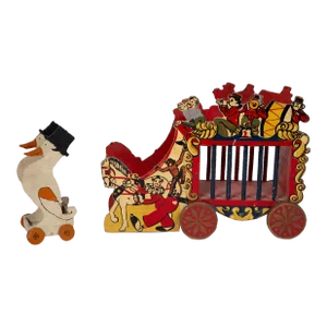 Set of Two Wood Vintage Pull Toys, 20th Century
