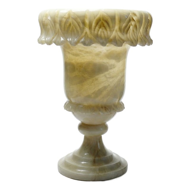 Large Planter in White-Yellow Alabaster, 1930s For Sale
