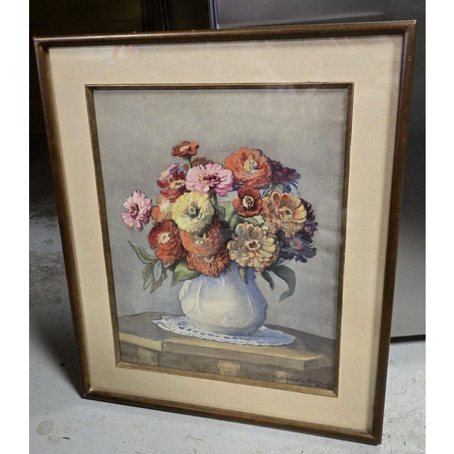Louis-Germain Baligot, Watercolor with Flowers, 1920s, Watercolor & Paper For Sale - Image 4 of 7