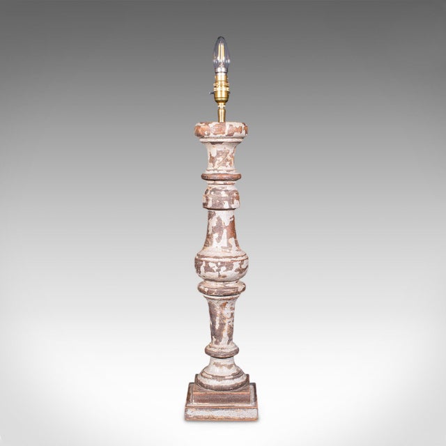 Pair of Antique Lamp Bases, English, Painted Pine Electric Light, Late Victorian For Sale - Image 6 of 10