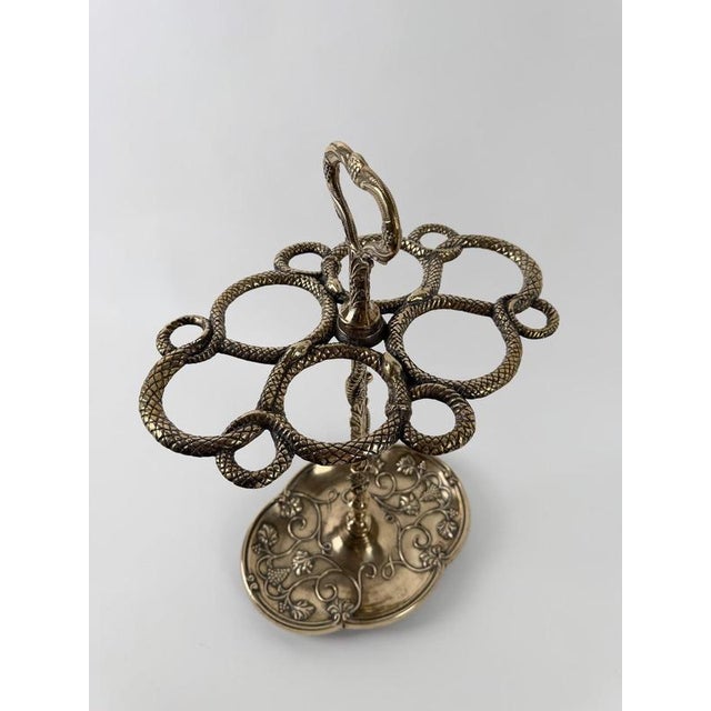Art Nouveau Style Brass Umbrella and Walking Stick Stand with Intertwined Snakes, 1970s For Sale - Image 3 of 18