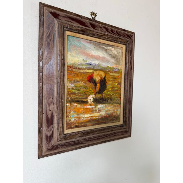 A vibrant and expressive vintage oil painting on masonite, signed Alessandro and dated 1967. Rendered in a bold...