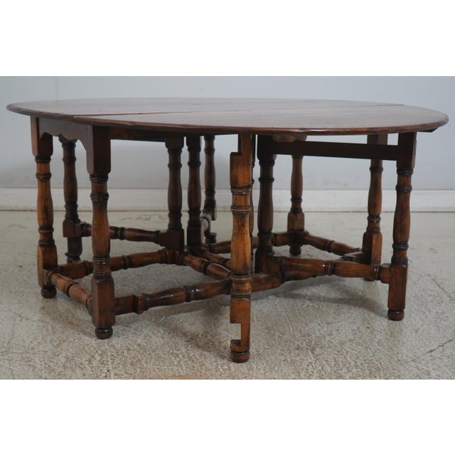 Vintage English Oak Gate Leg Drop Leaf Dining Table For Sale - Image 4 of 17