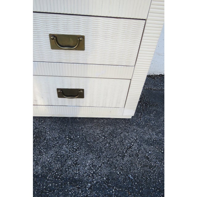 White Late 20th Century Hollywood Regency Painted Woven Wicker Tall Narrow Lingerie Jewelry Chest For Sale - Image 8 of 13