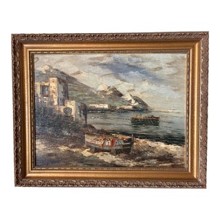 Framed Oil on Canvas Seascape Scene, Late 19th Century For Sale