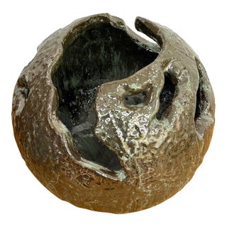 Vintage Abstract Glazed Handmade Ceramic Sculpture For Sale