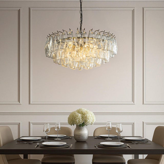 Aloadecor Midcentury Modern Murano Glass Round Chandeliers With Handblown Glass in Aged Bronze For Sale In Houston - Image 6 of 7