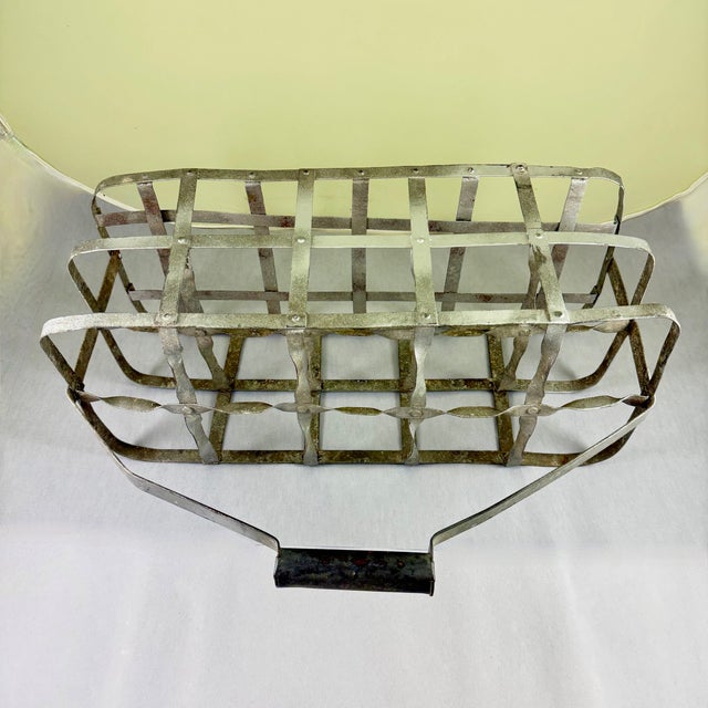 French Galvanized Zinc 10 Compartment Wine Bottle Carrier For Sale - Image 9 of 14
