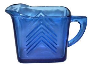 Vintage Hazel Atlas Chevron Cobalt Blue Glass Creamer