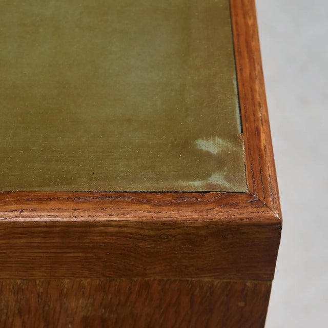 Desk in Oak with Green Linoleum Top and Base, Italy For Sale - Image 4 of 8