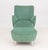 Vladimir Kagan High Back Barrel Swivel Lounge Chair and Ottoman, Model 100B, in green suede upholstery, the chair on...