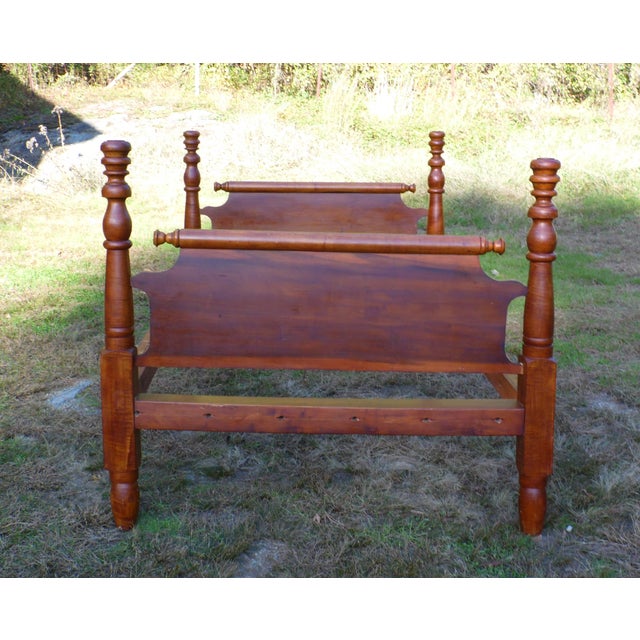 Antique Primitive Solid Wood Rolling Pin Full Double Rope Poster Bed