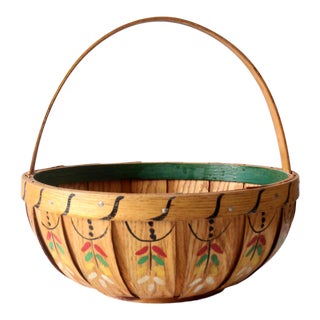 Antique Wooden Band Basket For Sale