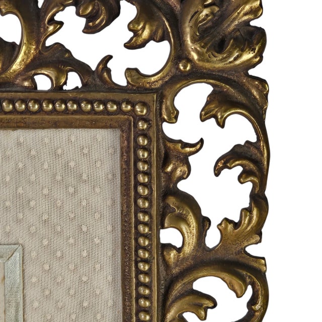 Late 20th Century Bronze Gilt Picture Frame Gold Table Top Easel 14.5" For Sale - Image 5 of 9