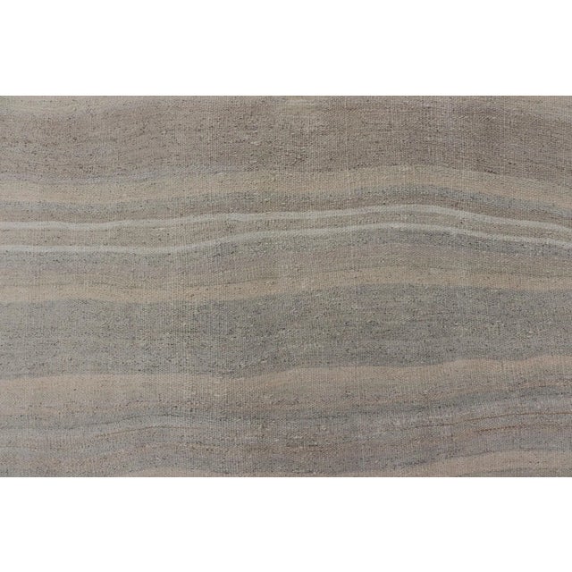 Mid 20th Century Vintage Turkish Kilim With Stripes in Gray Tan Taupe and Cream For Sale In Atlanta - Image 6 of 12