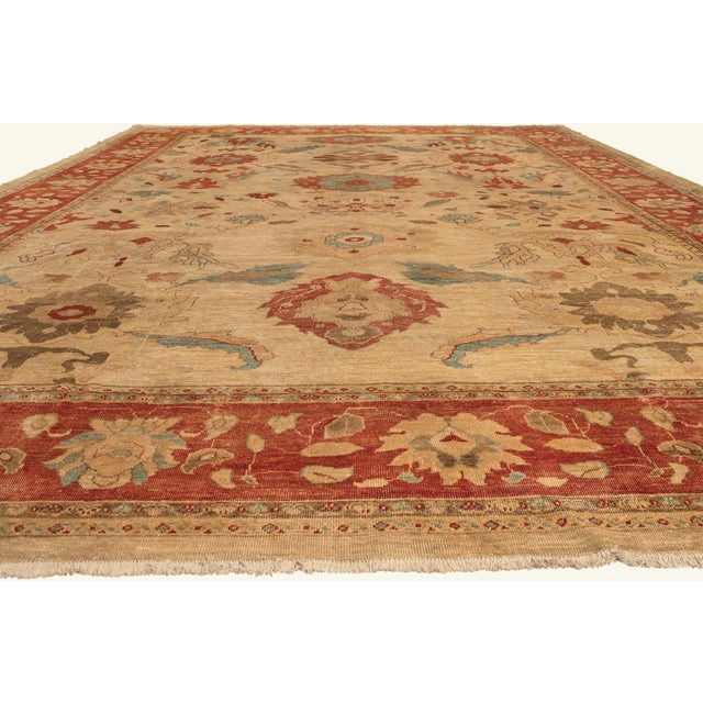 Rustic Vintage Persian Sultanabad Rug, 13'07 X 18'04 For Sale - Image 3 of 10