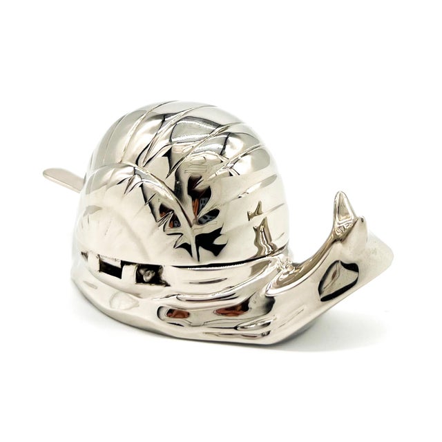Mid-Century Silver-Plated Snail Caviar/ Butter Dish With Glass Liner & Spoon – Whimsical / Hollywood Regency For Sale - Image 10 of 12