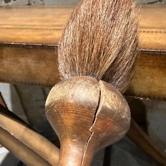 Antique Shaving Brush Turned Wood Handle Horsehair or Badger Hair For Sale - Image 9 of 14