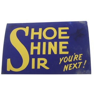 1940s Shoe Shine Sign For Sale