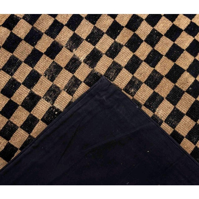 Tibetan Black and Tan Checkered Rug, 3' 5" X 2' 8" For Sale In New York - Image 6 of 6