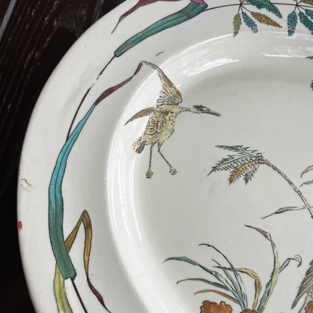 Mid 19th Century Antique 1877 English Copeland Egret Palm Serving Platter For Sale - Image 5 of 8