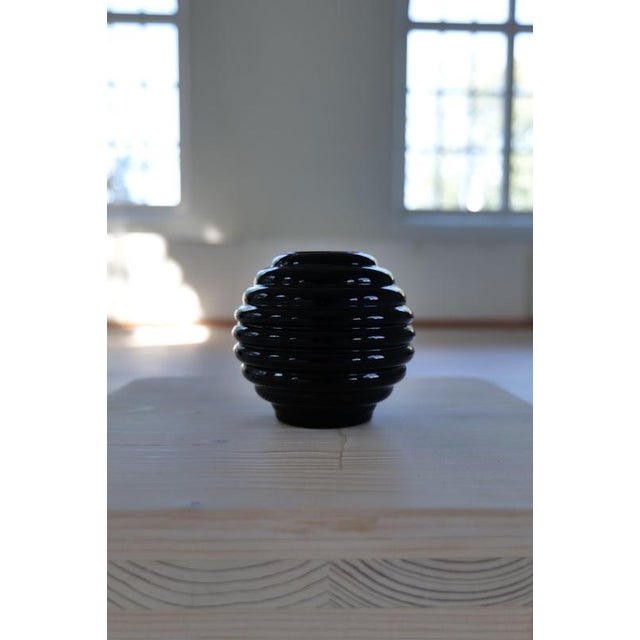 Glass Art Deco Black Vases by Harald Notini for Pukeberg, Sweden 1930s, Set of 3 For Sale - Image 7 of 14