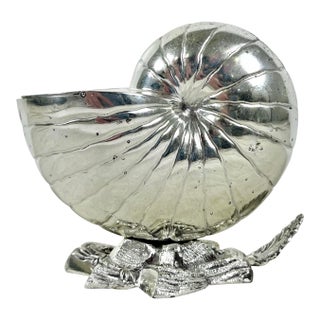 Antique Hukin & Heath Silver Plate Nautilus Shell Spoon Warmer For Sale