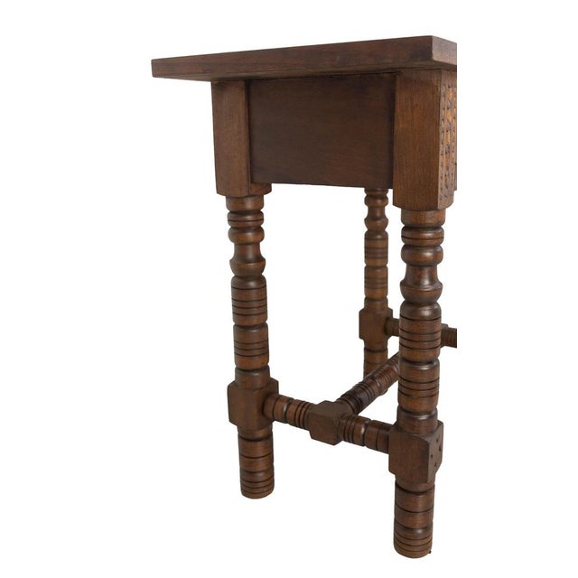 Mid-Century Spanish Style Bedside Tables in Oak, France, 1960s, Set of 2 For Sale - Image 6 of 13