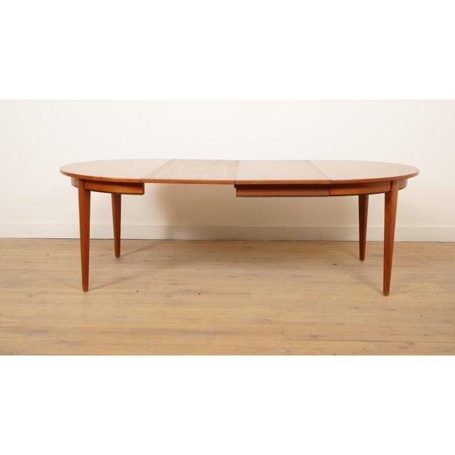 Brown Vintage Extendable Teak Model 55 Dining Table attributed to Gunni Omann for Omann Jun, 1960s For Sale - Image 8 of 18