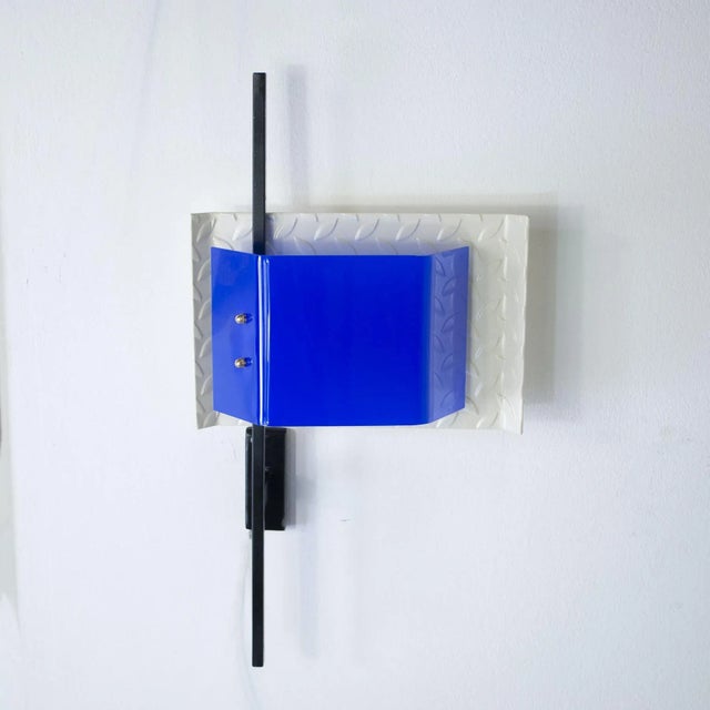 Vintage Italian Wall Sconces with Lacquered Iron Structure & Plexus Diffuser, 1980s For Sale - Image 9 of 13