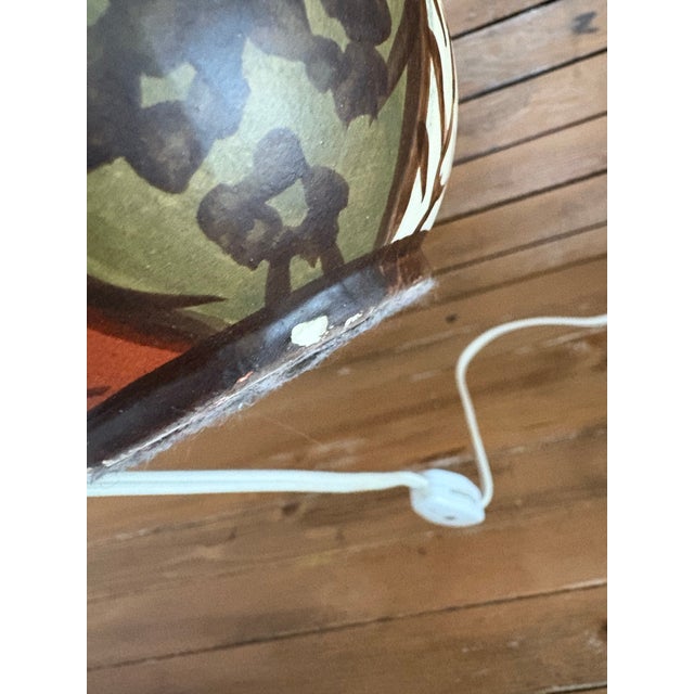 1970s Vintage 1970s Hand-Painted Studio Pottery Table Lamp – Boho Mid-Century Folk Art Earth Tone Floral For Sale - Image 5 of 5