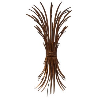 Vintage Gold Gilt Wheat Sheaf Wall Sconce For Sale