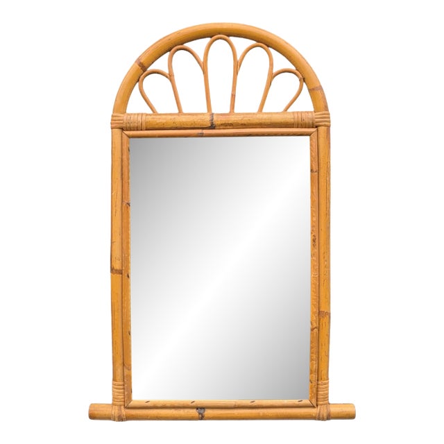 Vintage Rattan Bamboo Bentwood Mirror For Sale