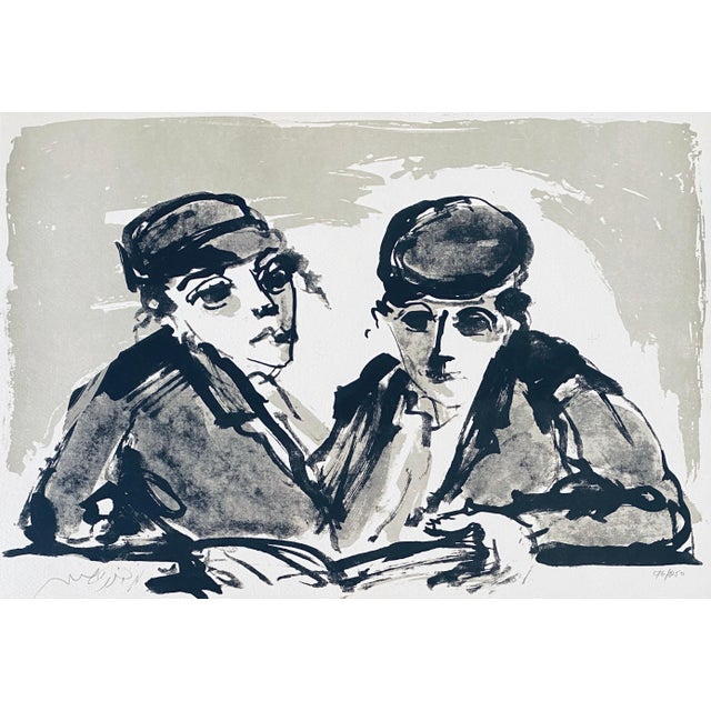 Moshe Bernstein, Polish Israeli Artist Expressionist Hand Signed Lithograph For Sale