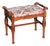 Mid-20th Century Traditional Cherry-Finish Vanity Bench With Pink & Brown Damask Upholstery For Sale